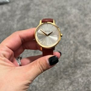 Gold Nixon watch genuine leather strap